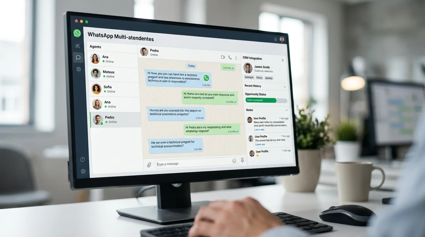 painel de atendimento whatsapp multiplos atendentes integrado com crm